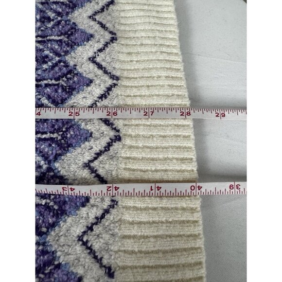 Talbots Fair Isle Knit L Sweater Purple White Cozy Nordic Oversized Cabincore - Picture 7 of 7